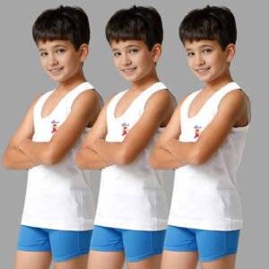 Renox Pack of 3 Boys Cotton Vest ( White )