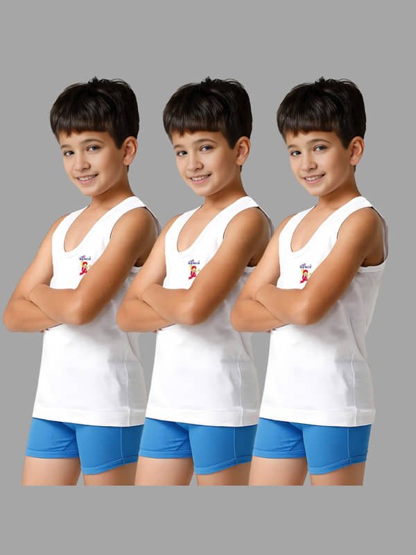 Renox Pack of 3 Boys Cotton Vest ( White )