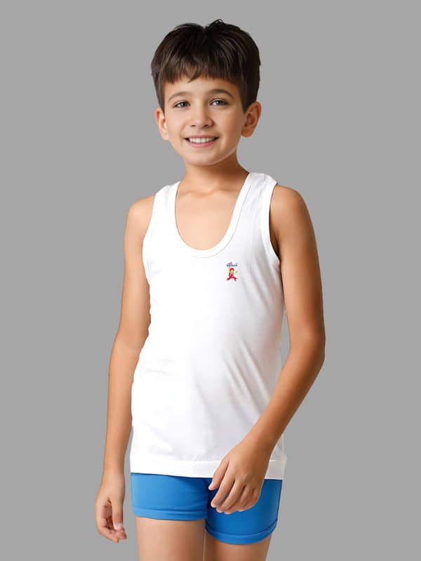 Renox Pack of 3 Boys Cotton Vest ( White ) - Image 4