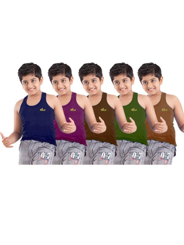 Renox Pack of 5 Boys Cotton Vest ( Multicolor )