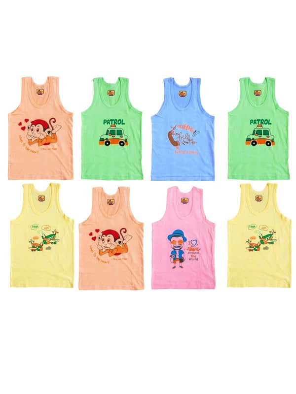 Renox Pack of 8 Boys Cotton Vest ( Multicolor )
