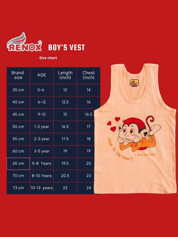 Renox Pack of 8 Boys Cotton Vest ( Multicolor ) - Image 9