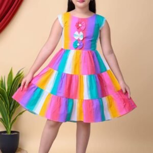 Cotton Blend Frock For Baby Girls ( Pack of 1 , Multicolor 4 )
