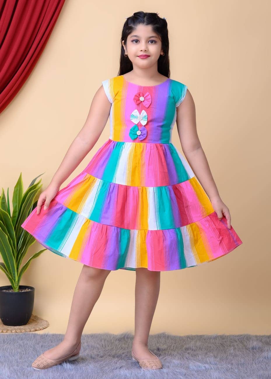 Cotton Blend Frock For Baby Girls ( Pack of 1 , Multicolor 4 )