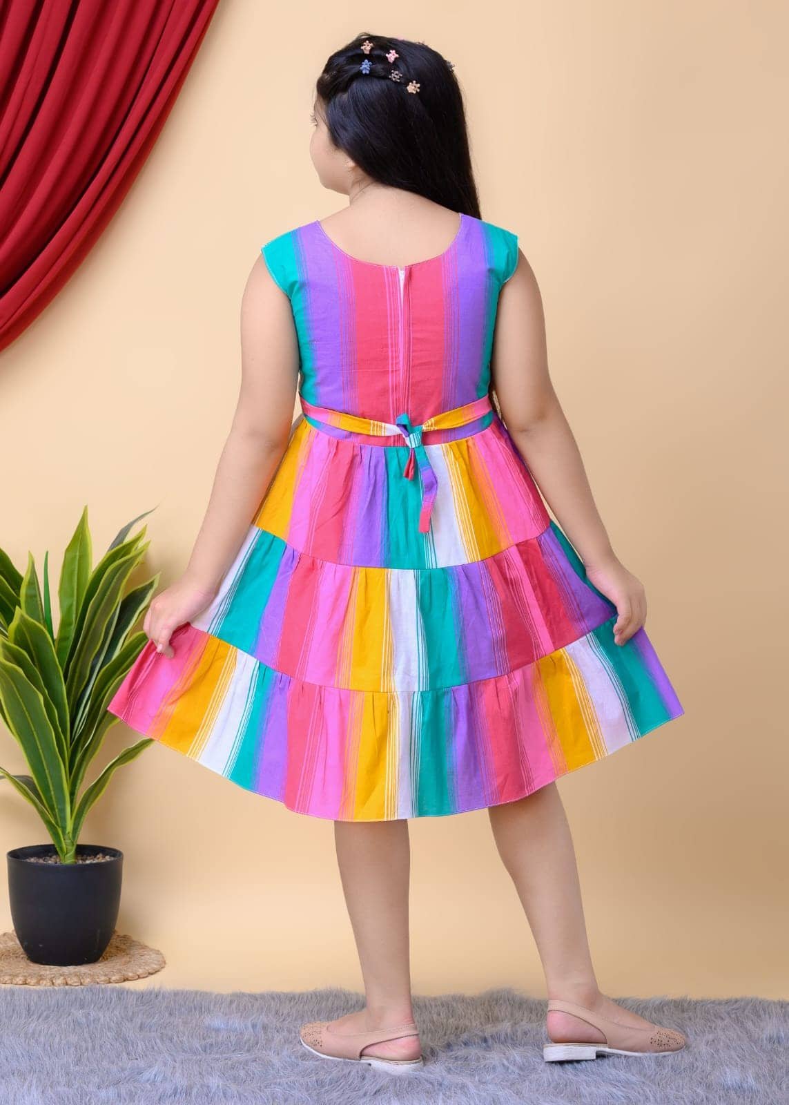 Cotton Blend Frock For Baby Girls ( Pack of 1 , Multicolor 4 ) - Image 5