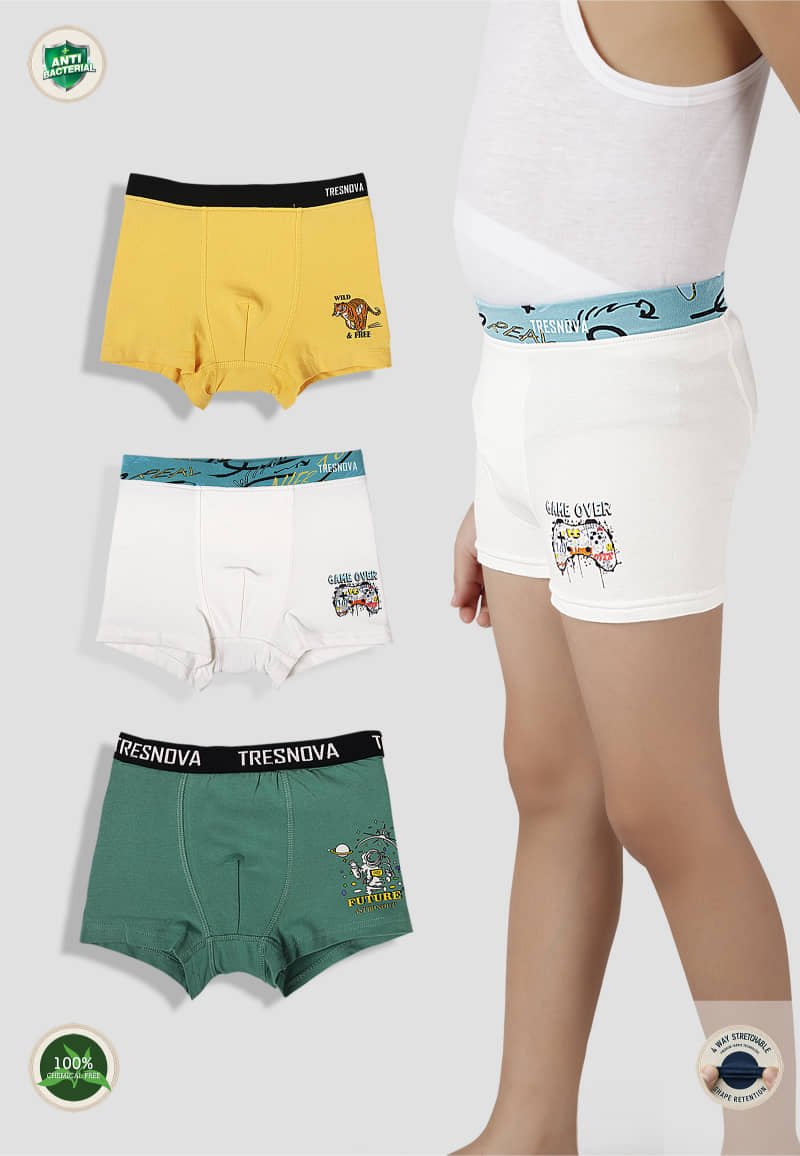 Pack of 3 Boys Cotton Boxers ( Multicolor )