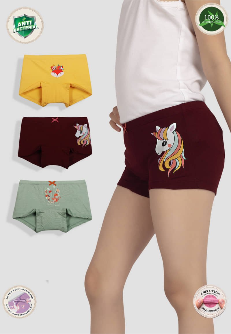 Pack of 3 Cotton Panties For Girls ( Multicolor 3 )