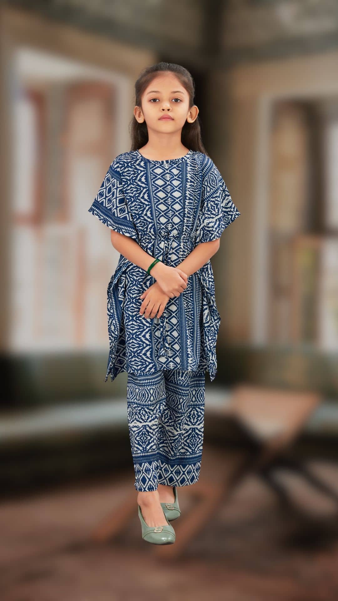 Girls Crepe Kurti with Palazzo ( Pack of 1 , Blue )