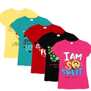 Pack of 5 Baby Girls Cotton T-Shirt ( Multicolor )