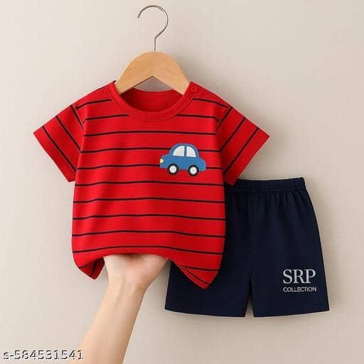 Baby Boys Cotton Blend T-Shirt & Shorts Set ( Multicolor , Pack of 4 ) - Image 2