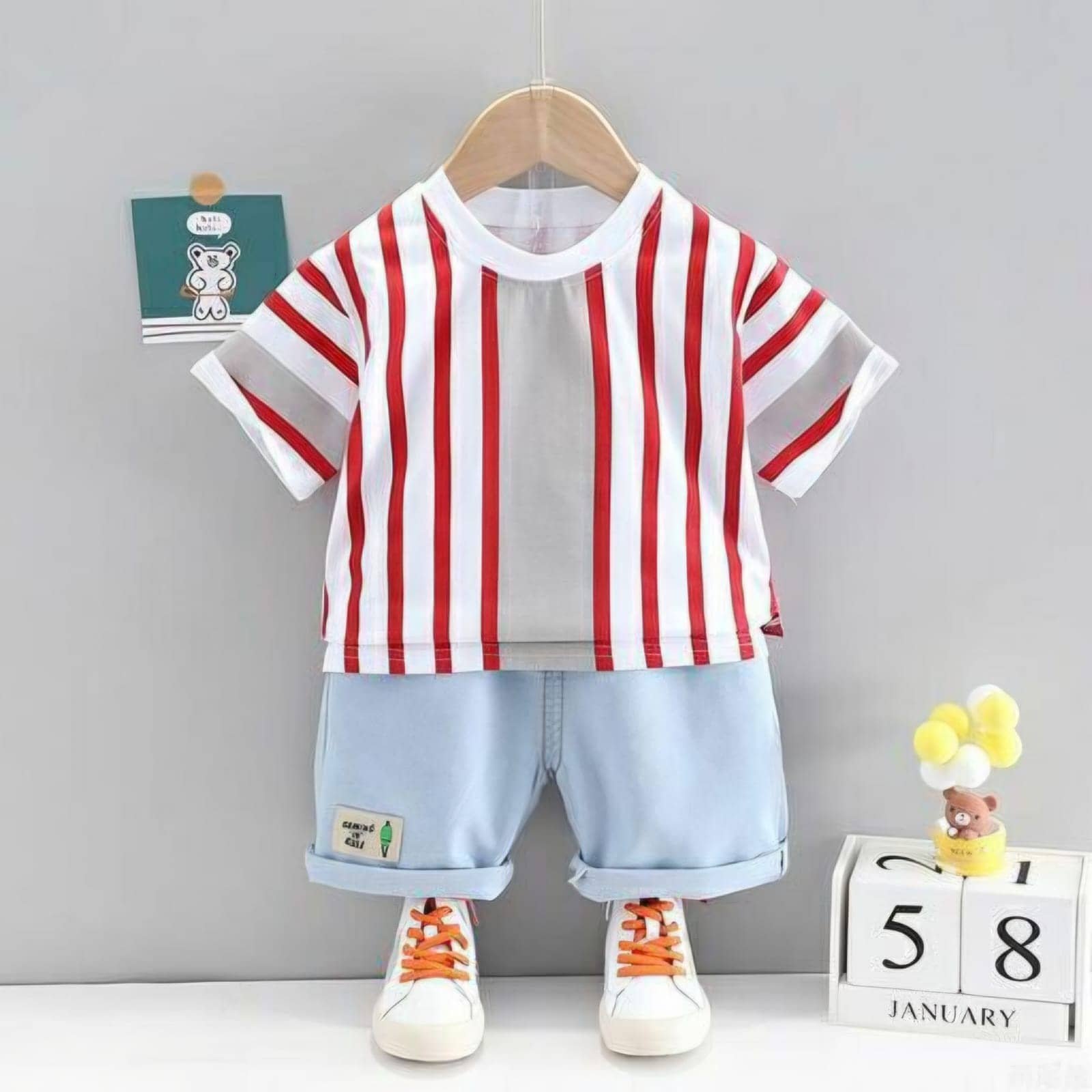 Pack of 1 Boys Cotton T-Shirt & Jeans Set ( White )