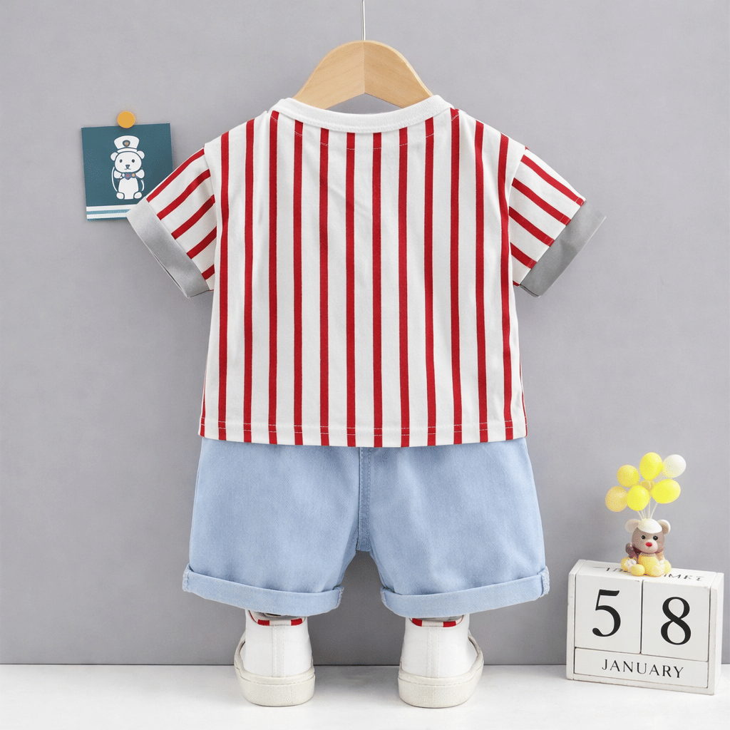 Pack of 1 Boys Cotton T-Shirt & Jeans Set ( White ) - Image 2