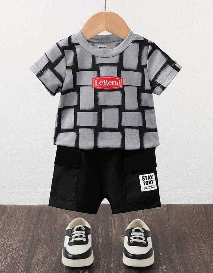 Pack of 2 Boys Cotton T-Shirt & Pants Set ( Multicolor ) - Image 2