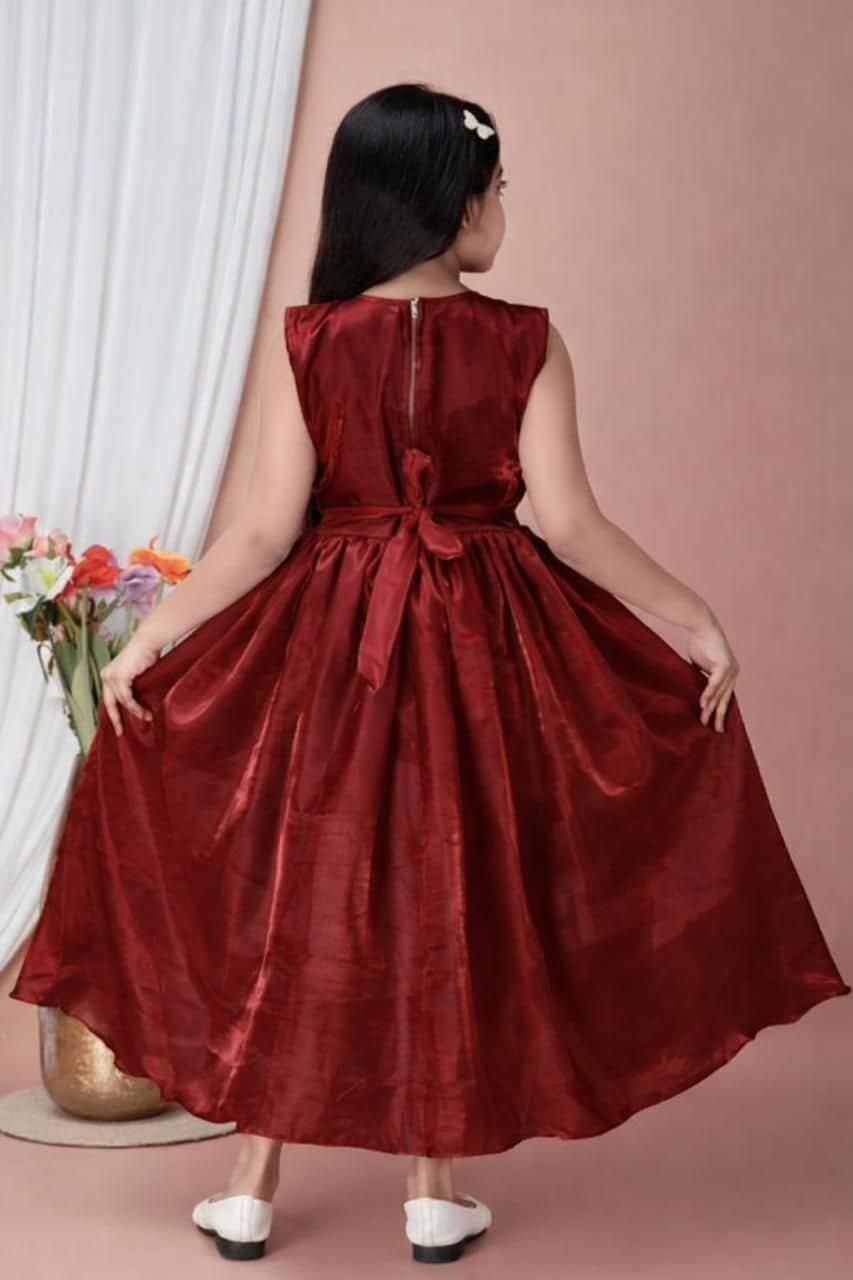 Cotton Blend Frock For Girls ( Pack of 1 , Maroon ) - Image 2