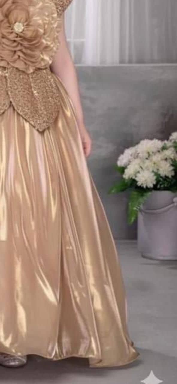 Cotton Blend Frock For Girls ( Pack of 1 , Gold ) - Image 3