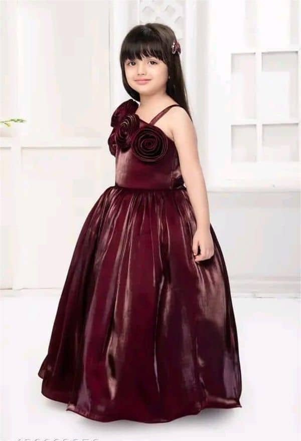 Net Dress For Baby Girls ( Pack of 1 , Maroon ) - Image 3
