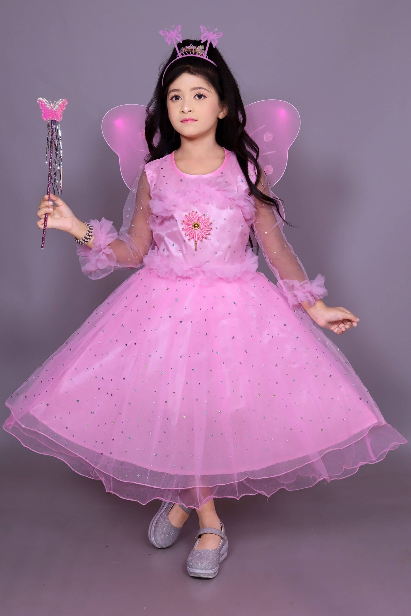 Net Dress For Girls ( Pack of 1 , Pink )