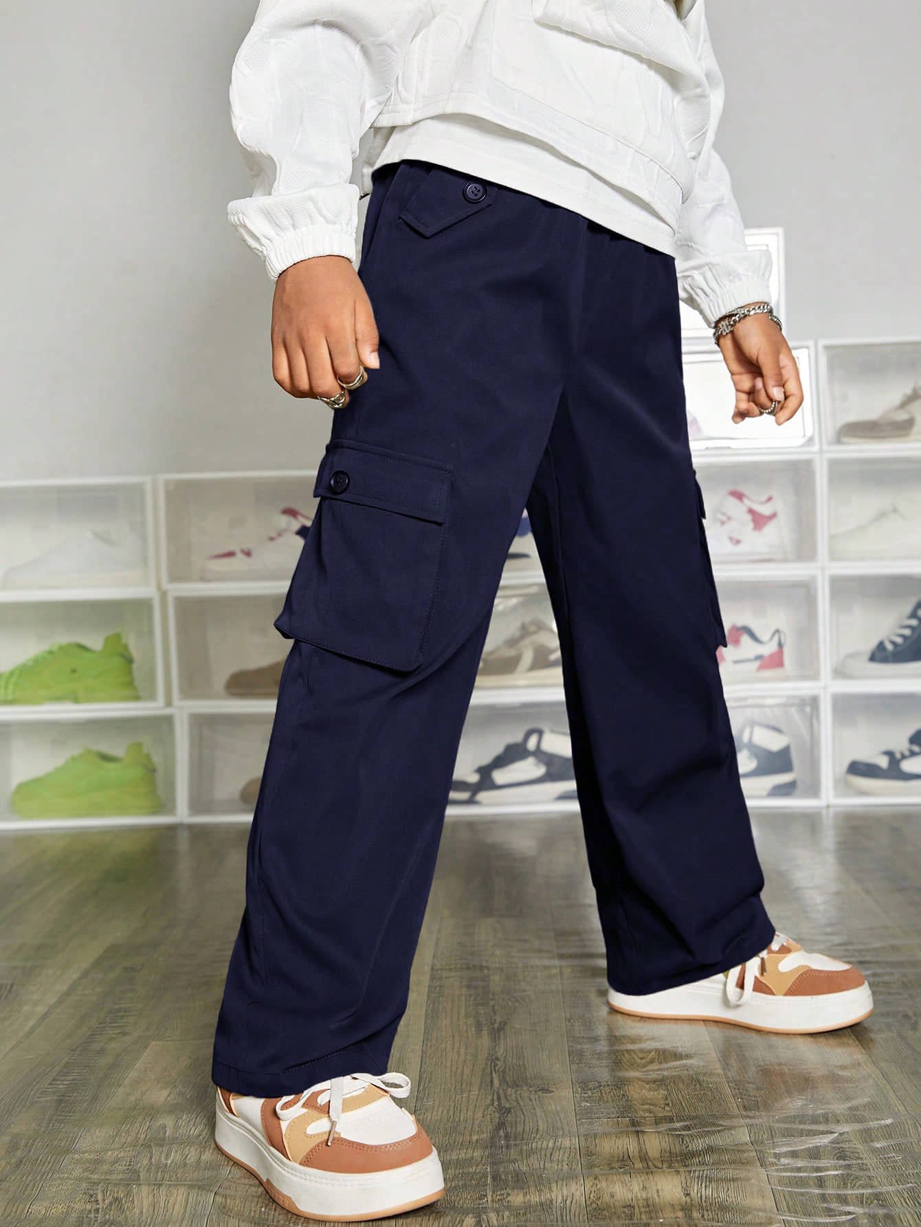 Shine n Show Pack of 1 Boys Cotton Cargos ( Blue ) - Image 2