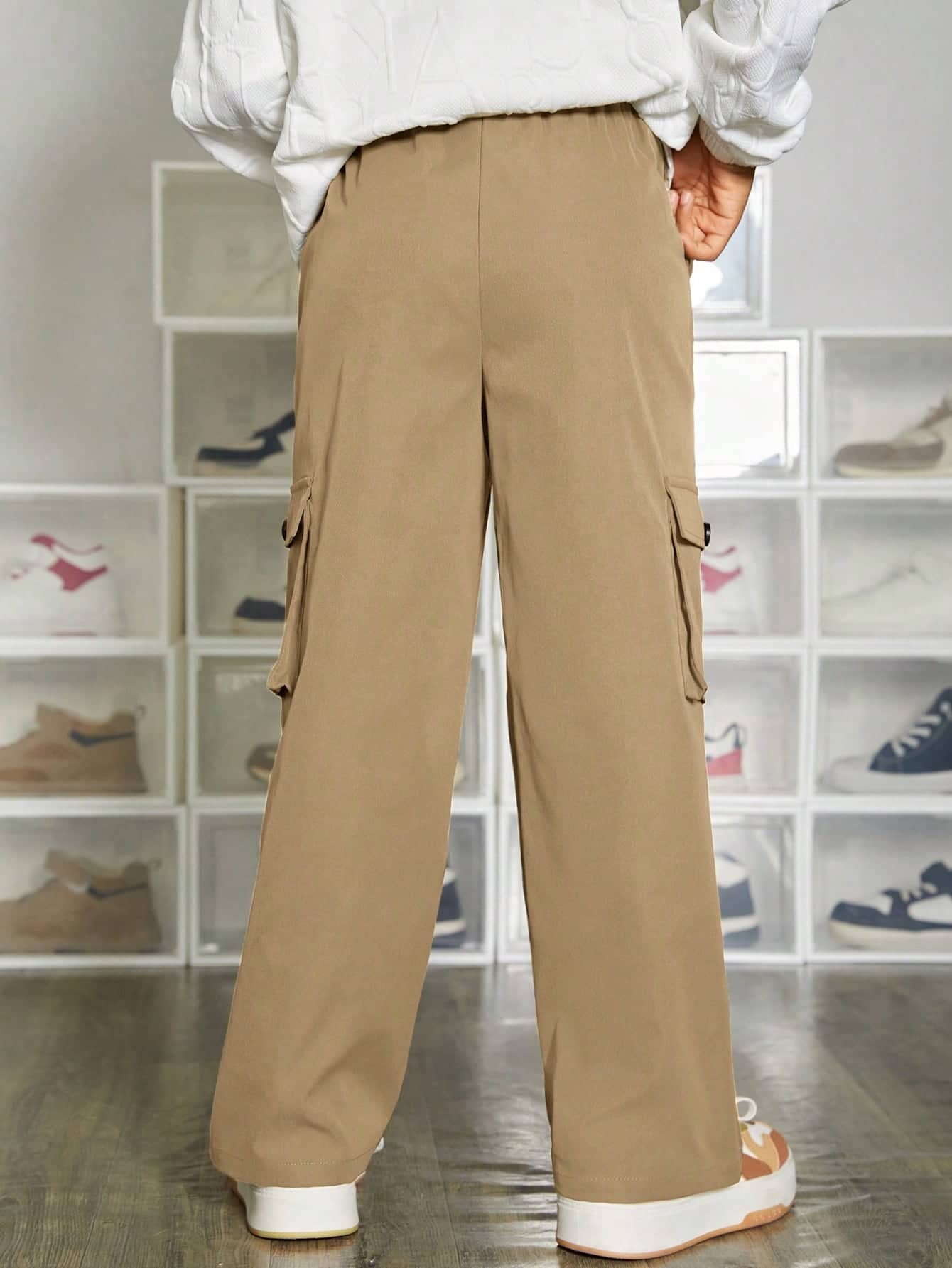 Shine n Show Pack of 1 Boys Cotton Cargos ( Beige ) - Image 4