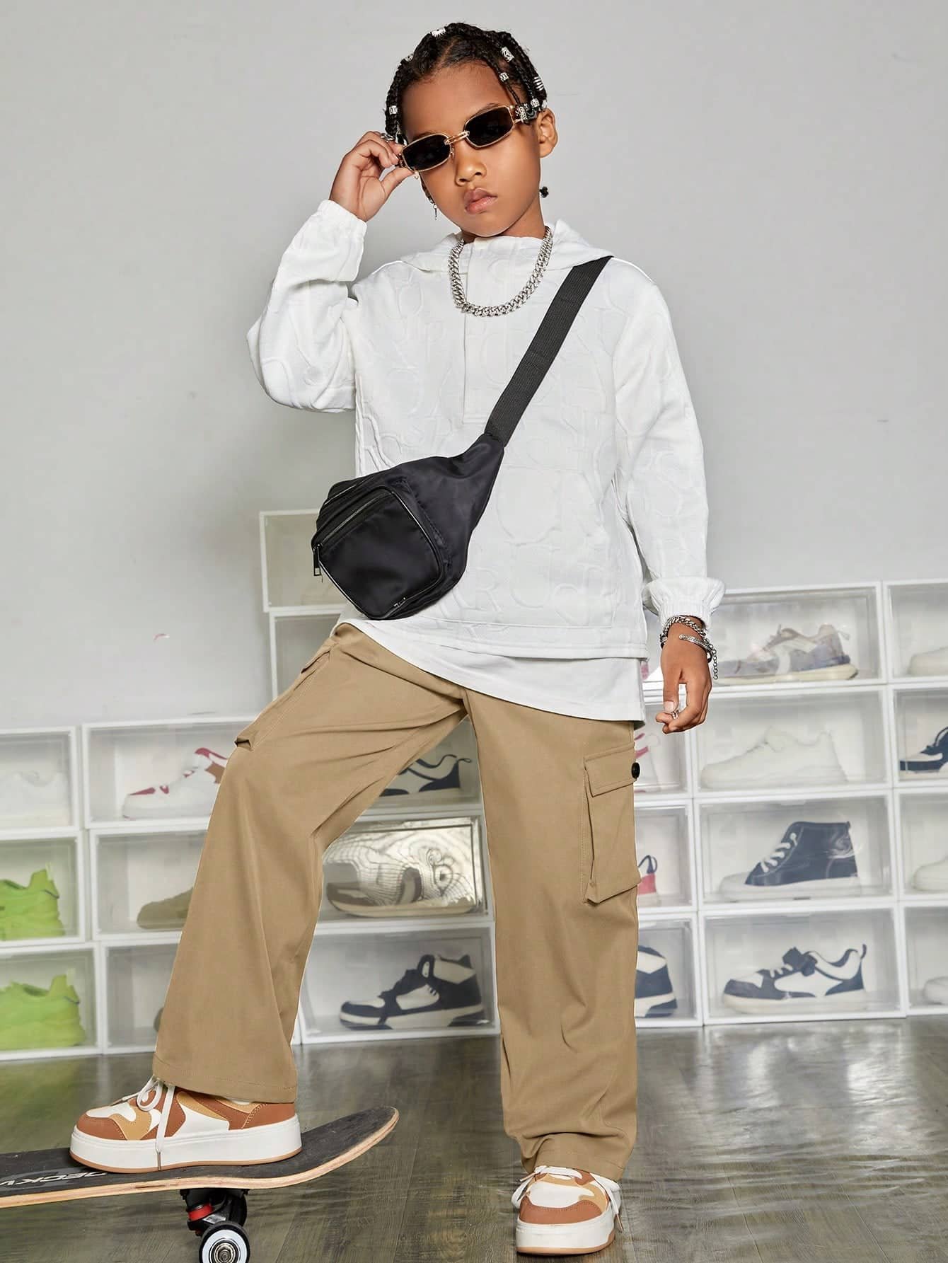Shine n Show Pack of 1 Boys Cotton Cargos ( Beige ) - Image 5