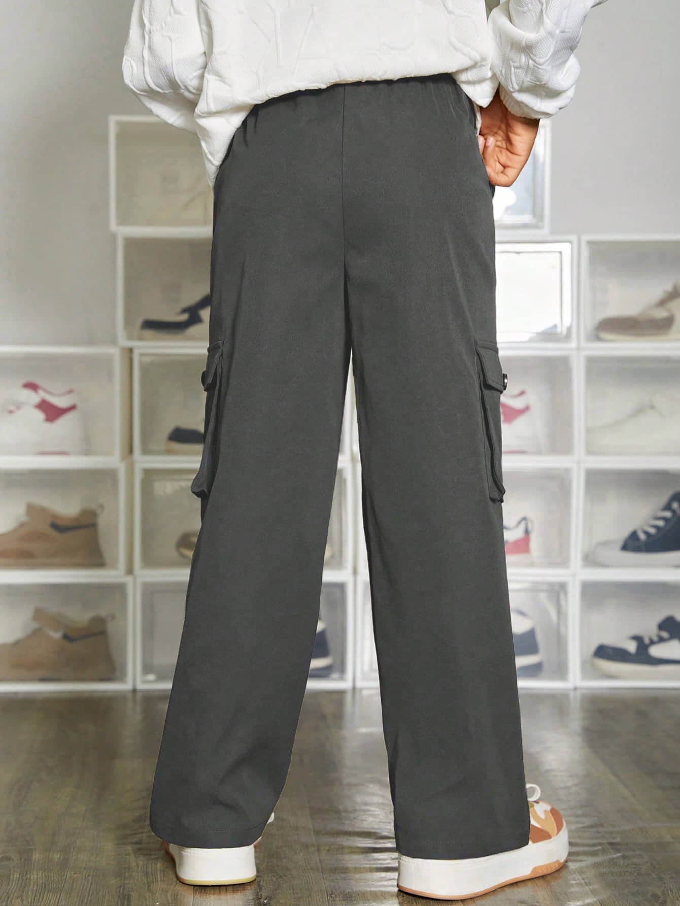 Shine n Show Pack of 1 Boys Cotton Cargos ( Dark Grey ) - Image 4