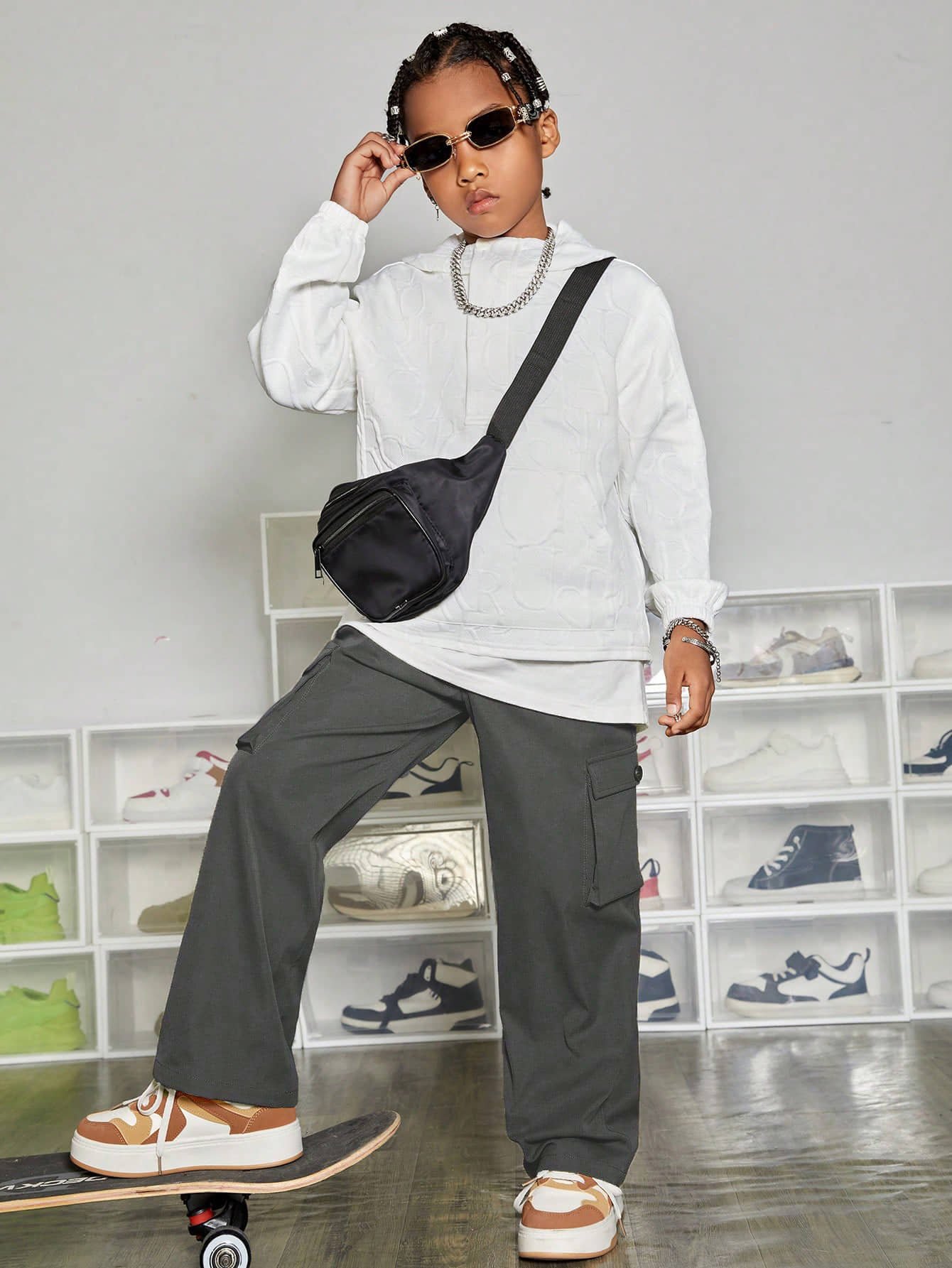 Shine n Show Pack of 1 Boys Cotton Cargos ( Dark Grey ) - Image 5