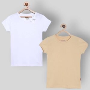 Sinimini Pack of 2 Girls 100% Cotton Combos ( Beige )