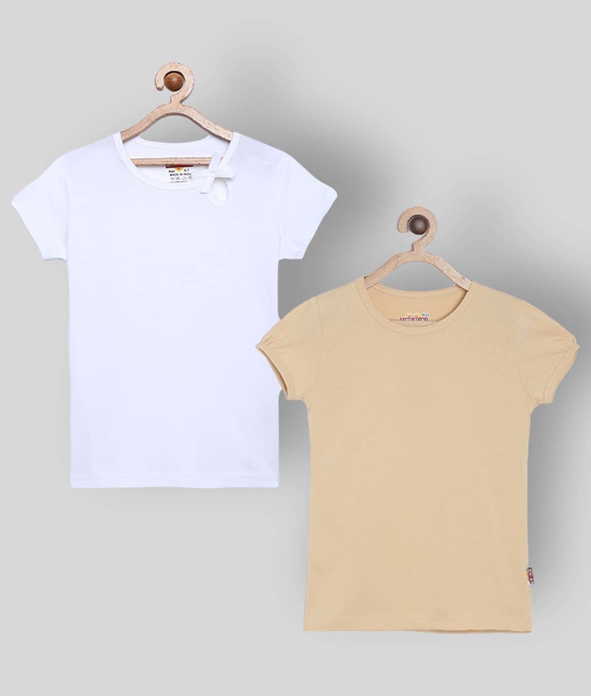 Sinimini Pack of 2 Girls 100% Cotton Combos ( Beige )