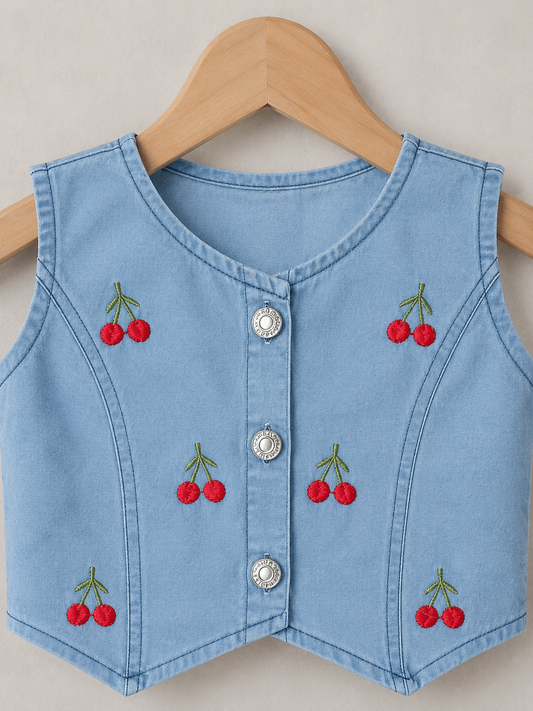 Baby Girls Denim Shirt & Shorts Set ( Denim Blue , Pack of 2 ) - Image 3