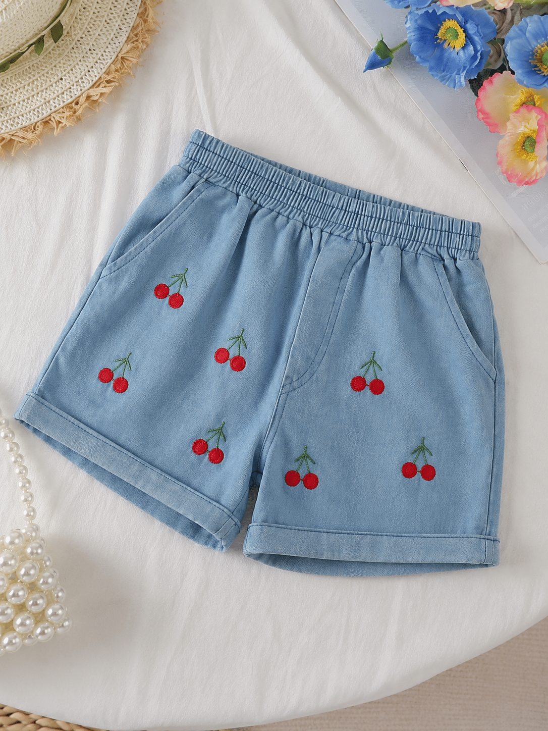 Baby Girls Denim Shirt & Shorts Set ( Denim Blue , Pack of 2 ) - Image 4