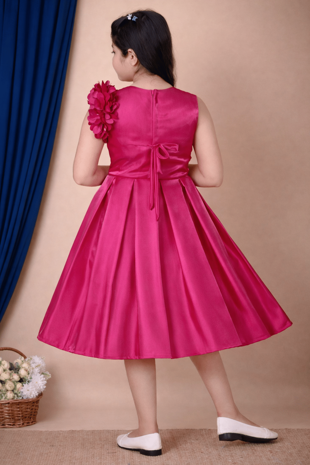 Cotton Blend Dress For Girls ( Pack of 1 , Hot Pink ) - Image 5