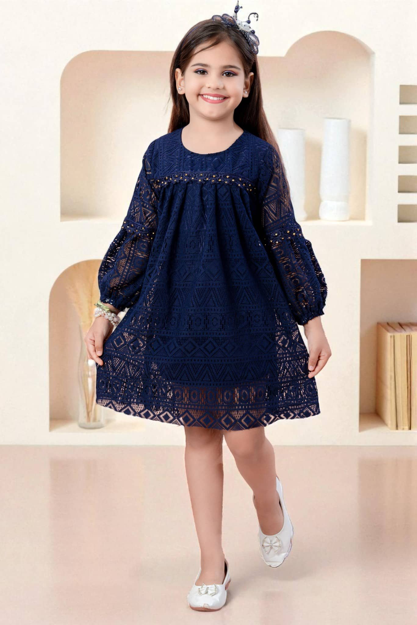 Cotton Blend Frock For Baby Girls ( Pack of 1 , Blue )