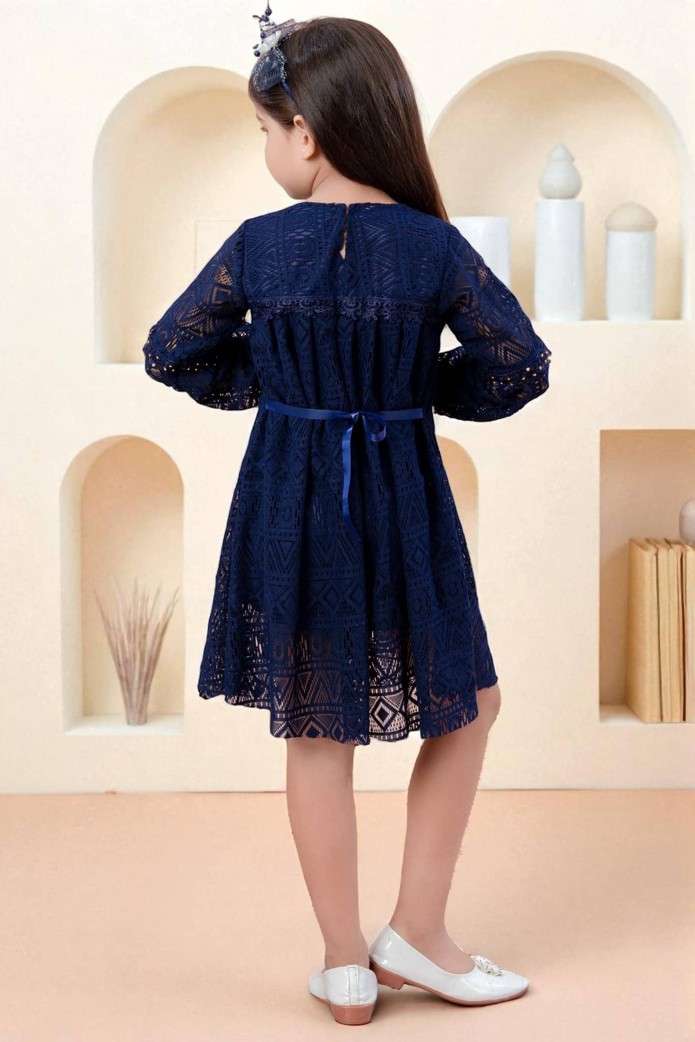 Cotton Blend Frock For Baby Girls ( Pack of 1 , Blue ) - Image 2