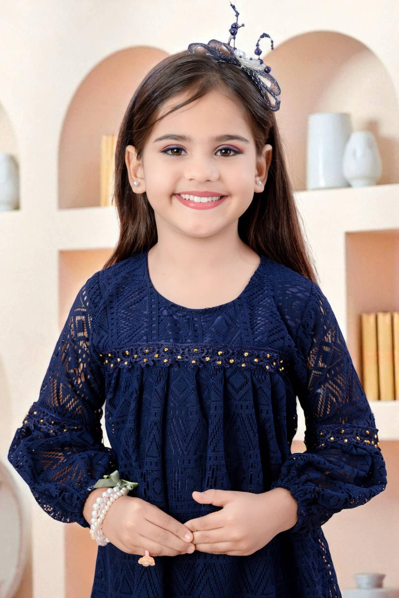 Cotton Blend Frock For Baby Girls ( Pack of 1 , Blue ) - Image 5