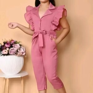 Girls Cotton Blend Jumpsuit ( Pack of 1 , Pink )