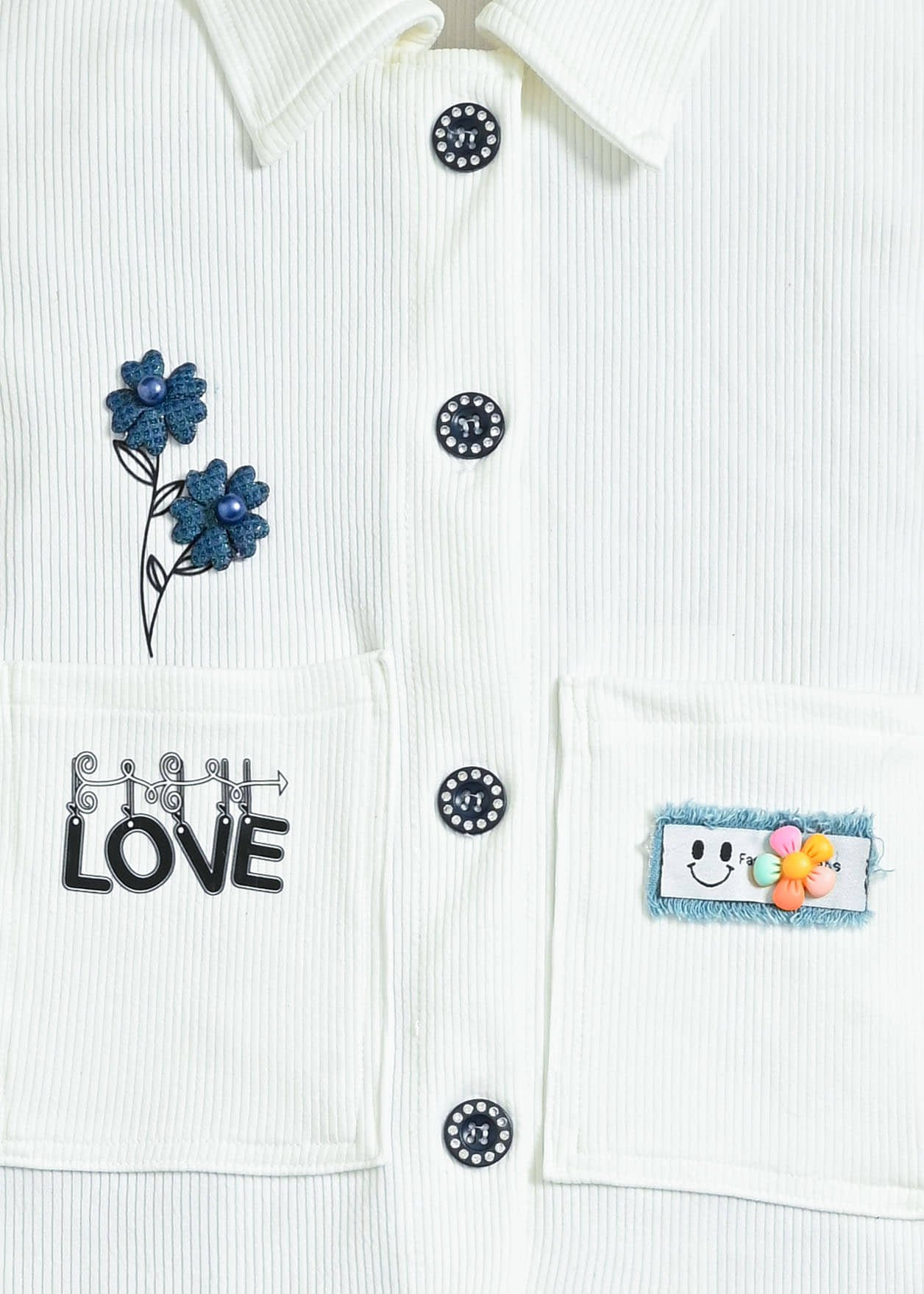 Pack of 1 Girls Denim T-shirt & Skirt ( White ) - Image 3