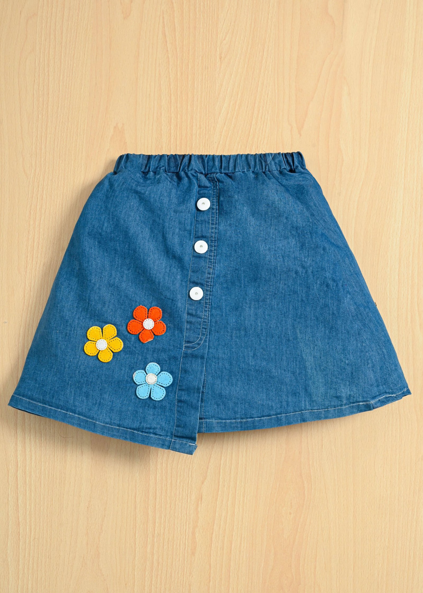 Pack of 1 Girls Denim T-shirt & Skirt ( White ) - Image 4