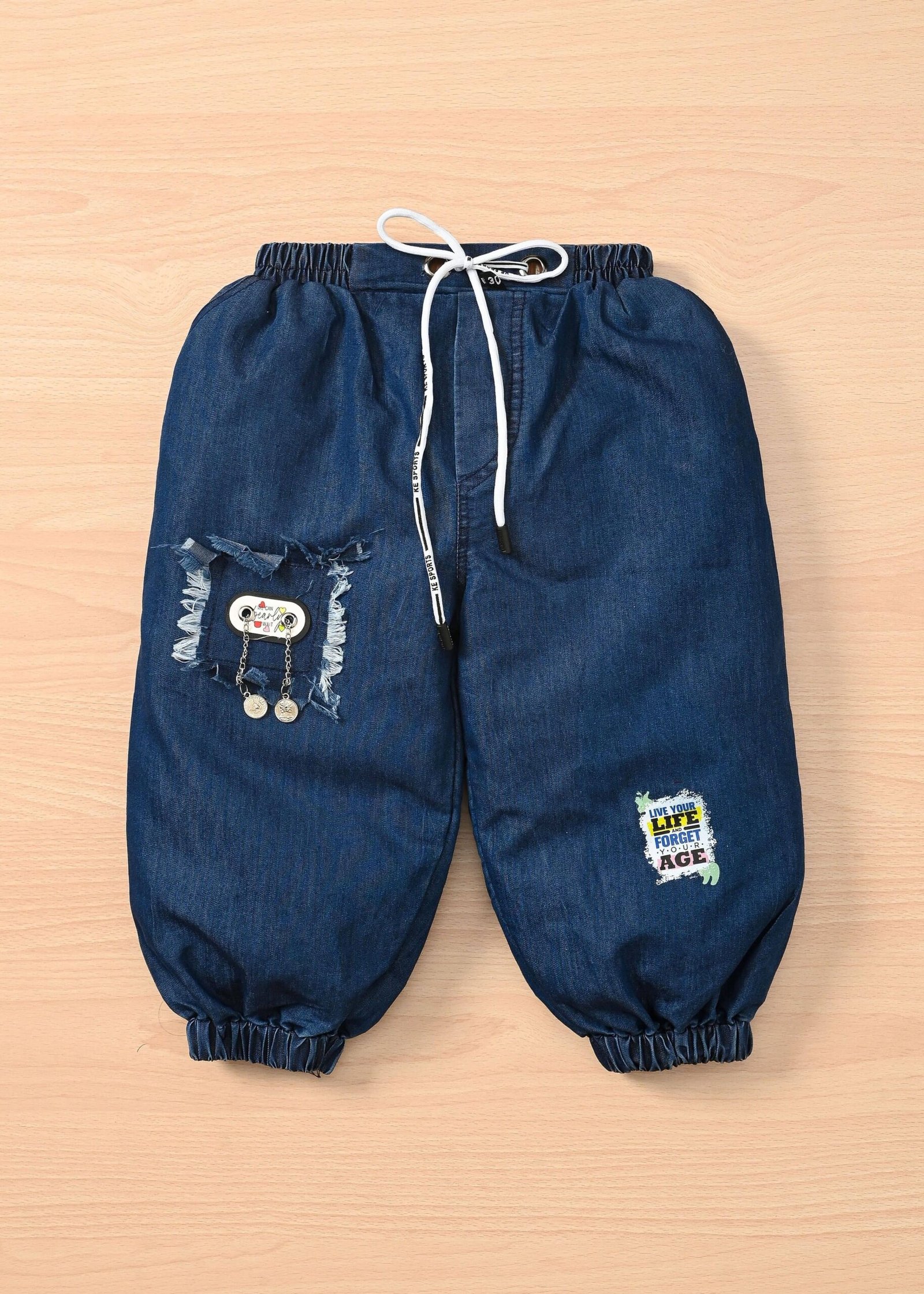 Pack of 1 Girls Denim T-shirt & Jeans ( White ) - Image 3