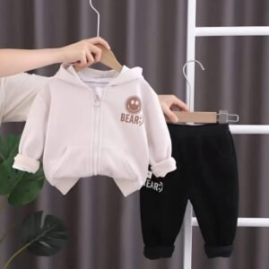 Pack of 1 Unisex Cotton Blend Sweatshirt & Trackpant Set ( White )
