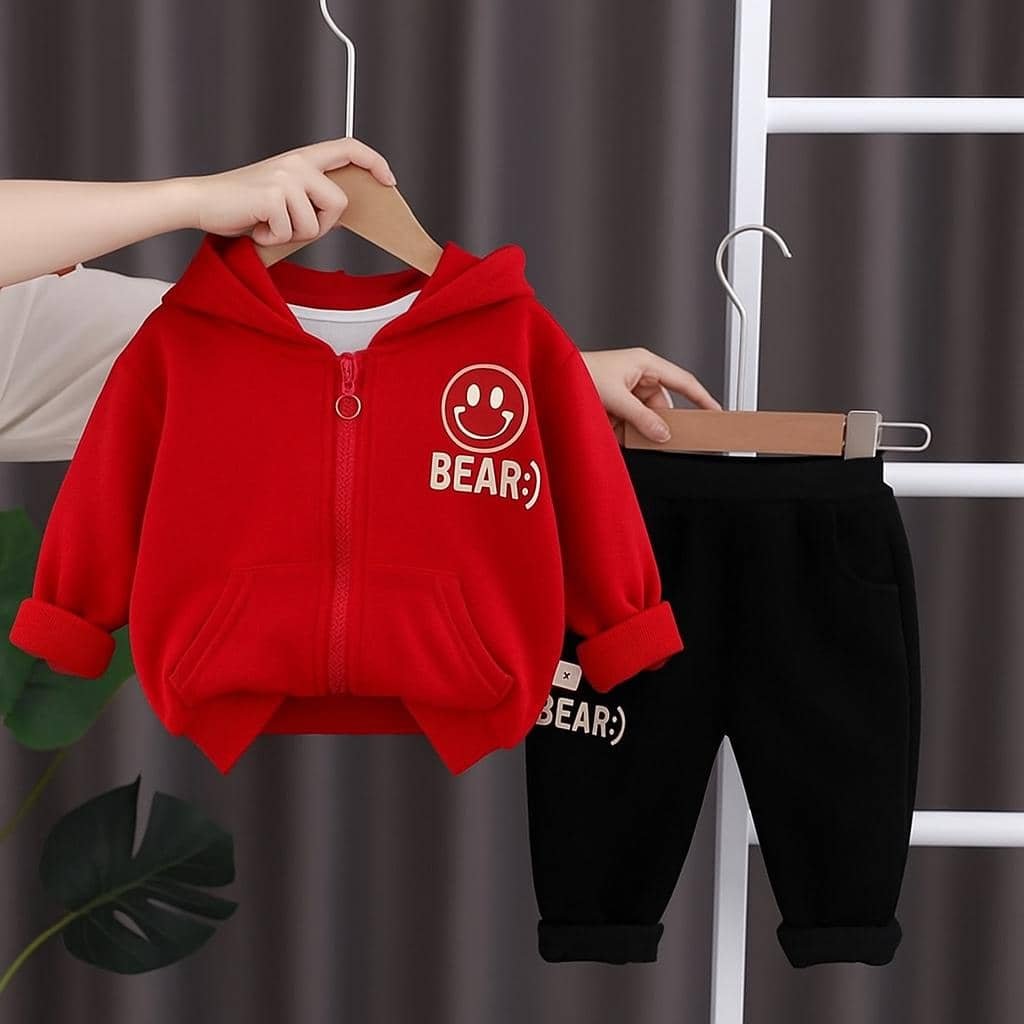 Pack of 1 Unisex Cotton Blend Sweatshirt & Trackpant Set ( Red )