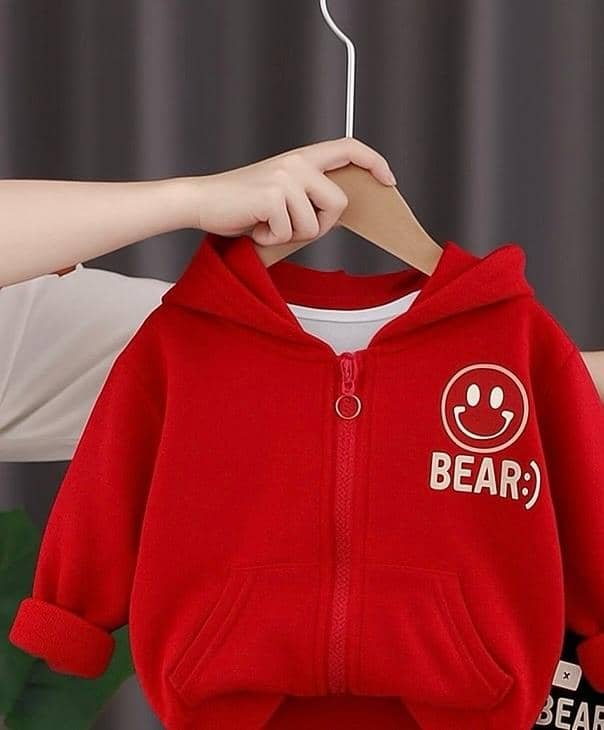 Pack of 1 Unisex Cotton Blend Sweatshirt & Trackpant Set ( Red ) - Image 3