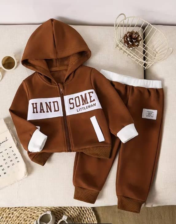 Pack of 1 Unisex Cotton Blend Sweatshirt & Trackpant Set ( Brown )