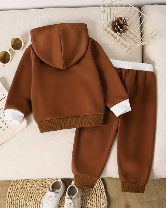 Pack of 1 Unisex Cotton Blend Sweatshirt & Trackpant Set ( Brown ) - Image 2