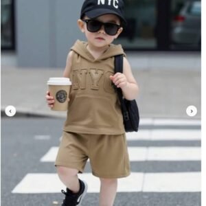 Pack of 1 Unisex Cotton Blend T-Shirt & Shorts Set ( Peach )