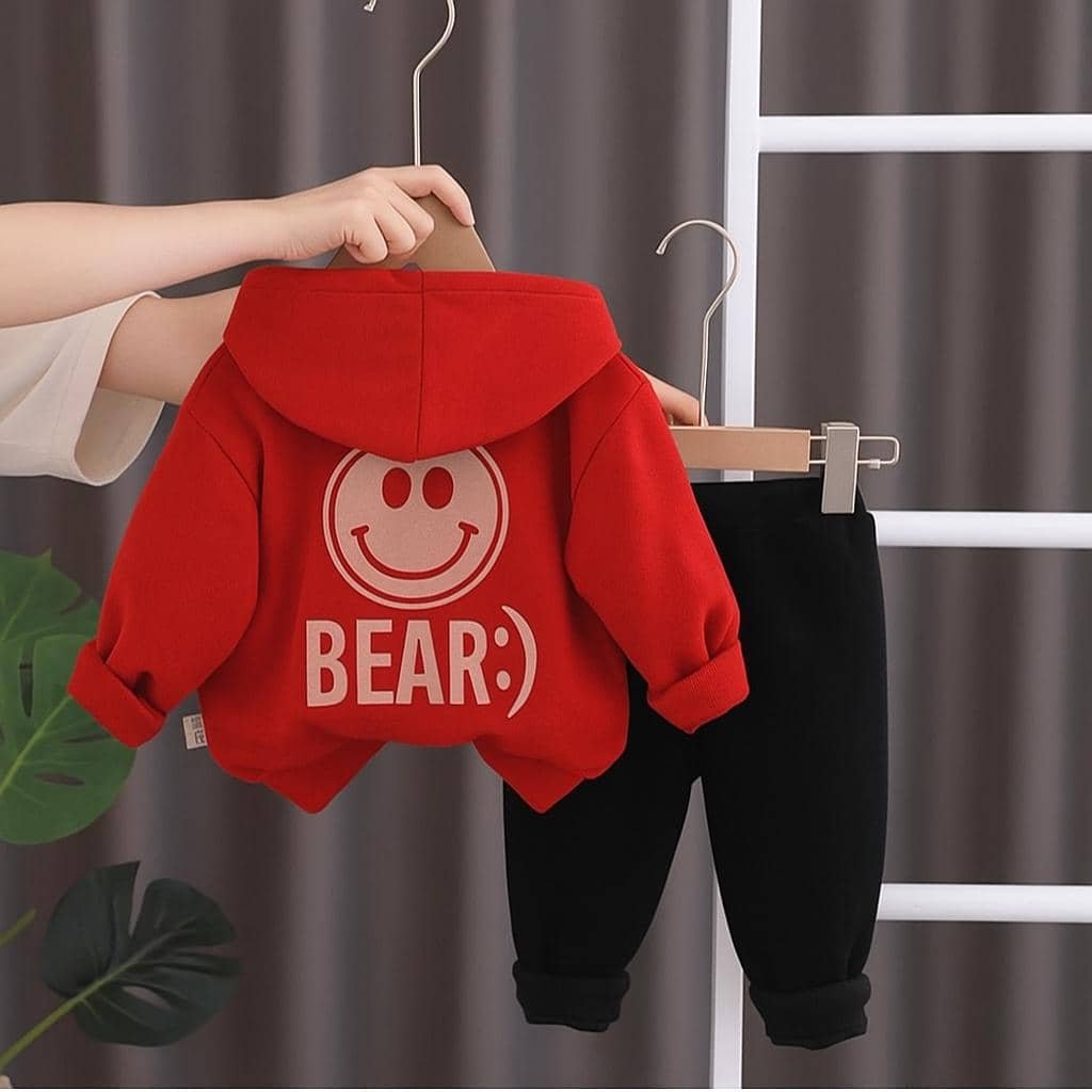 Pack of 1 Unisex Cotton Blend Sweatshirt & Trackpant Set ( Red ) - Image 2