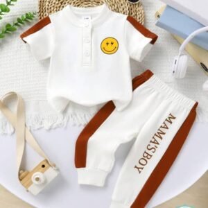 Pack of 1 Unisex Cotton Blend T-Shirt & Trackpants Set ( White )