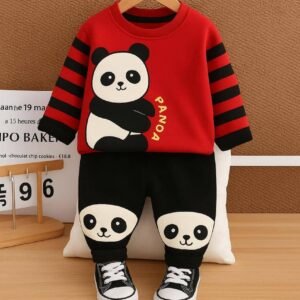 Pack of 1 Unisex Cotton Blend T-Shirt & Trackpants Set ( Red )