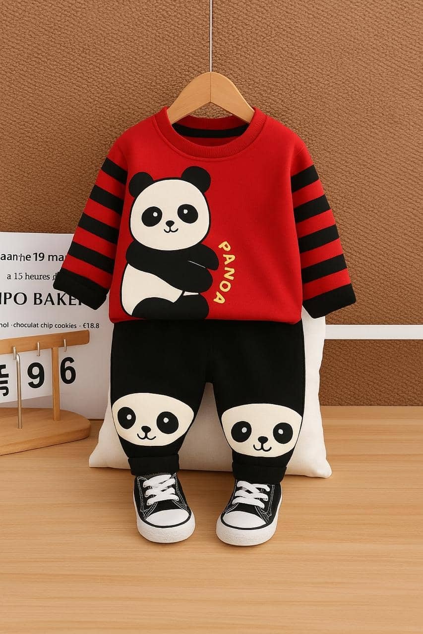 Pack of 1 Unisex Cotton Blend T-Shirt & Trackpants Set ( Red )