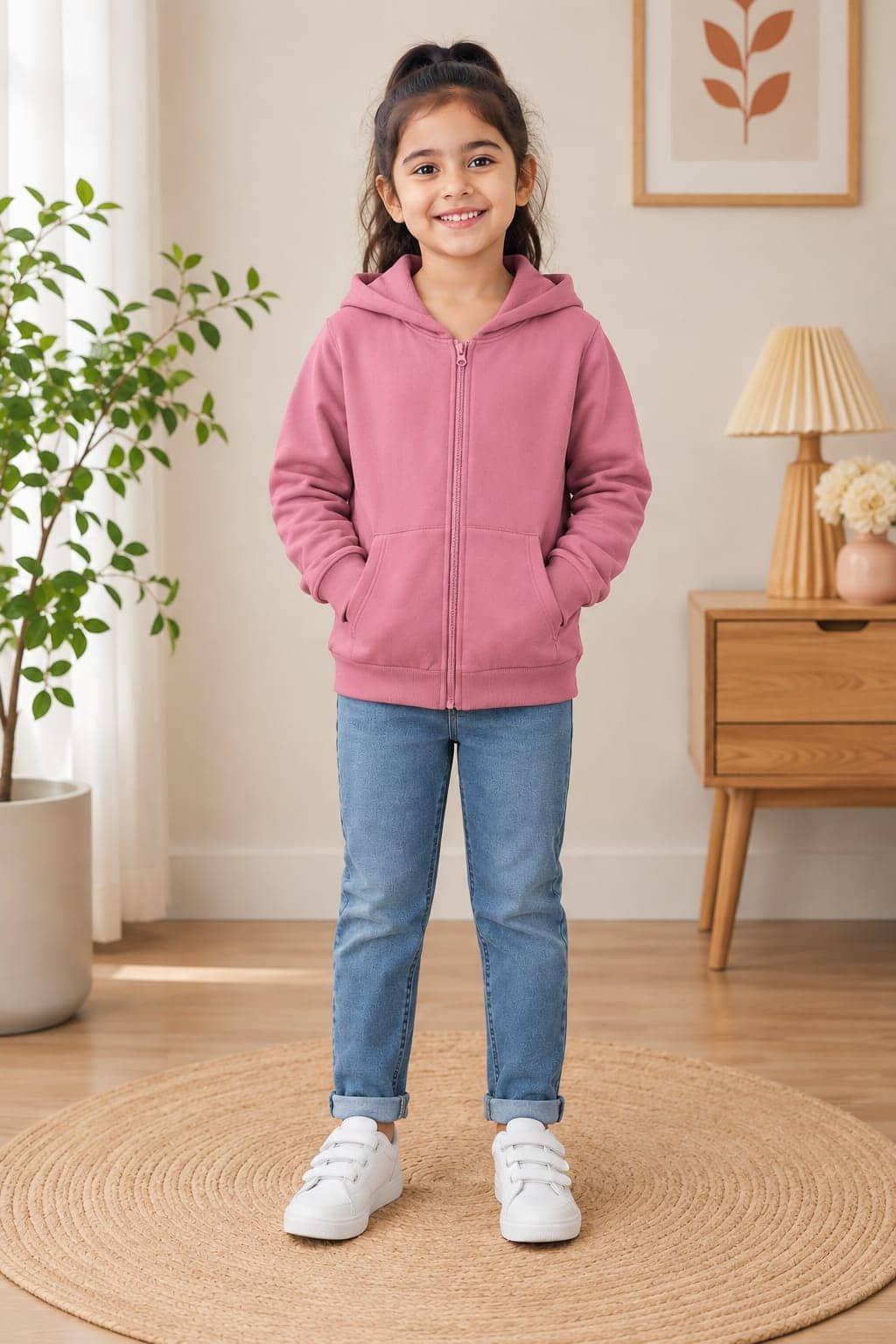 Pack of 1 Girls Fleece Sweatshirt ( Peach Puff )
