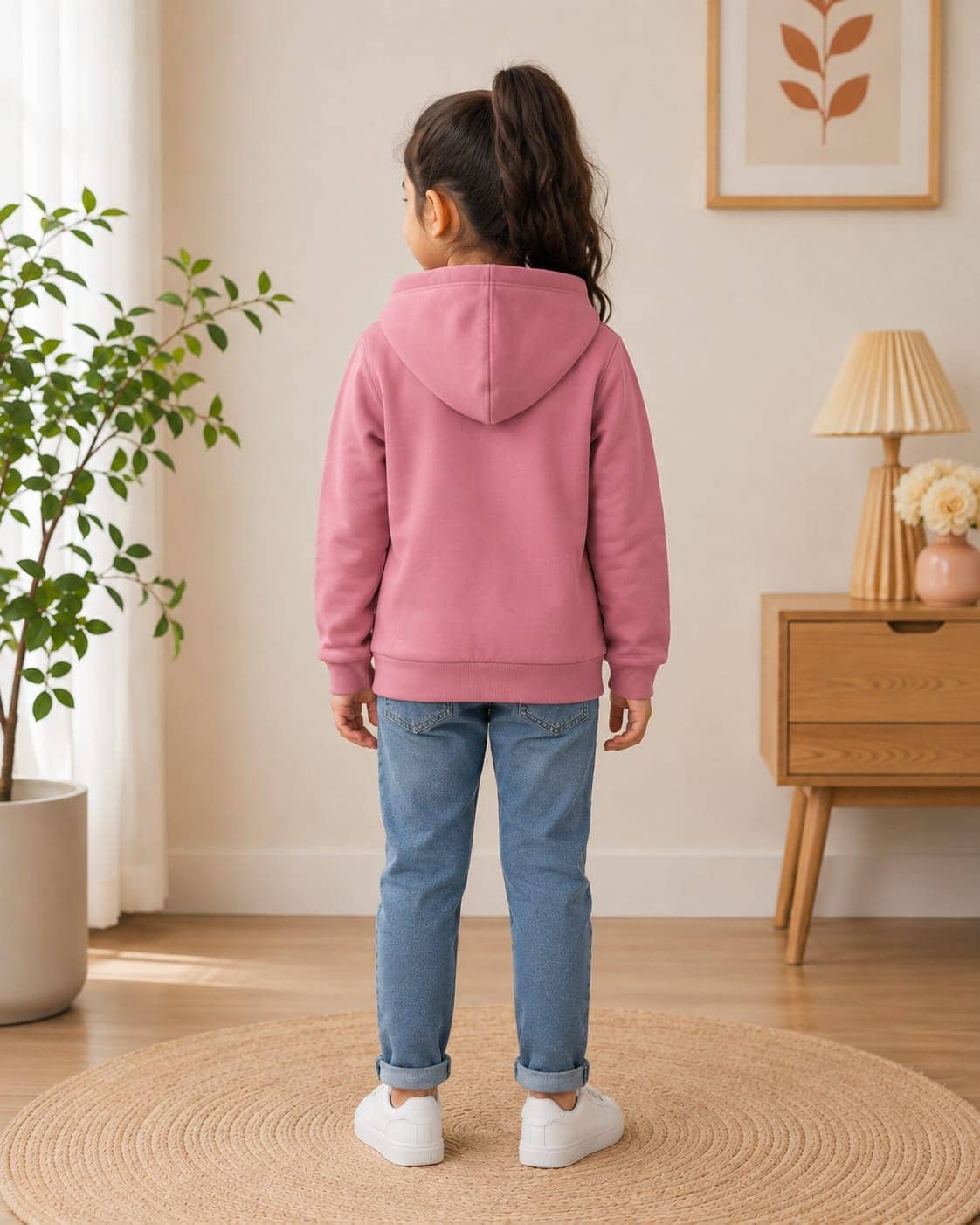 Pack of 1 Girls Fleece Sweatshirt ( Peach Puff ) - Image 2